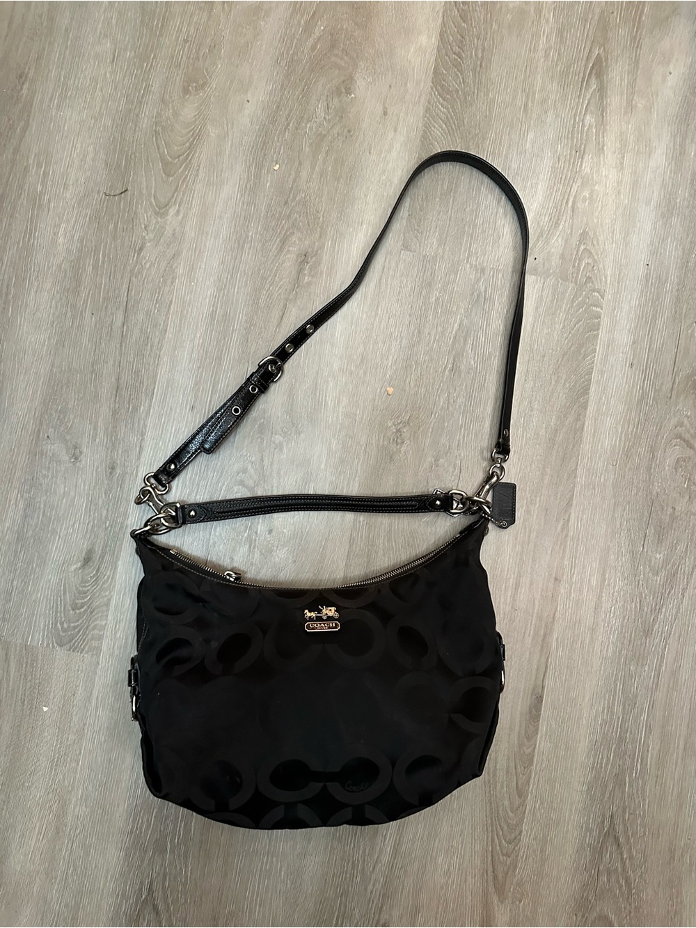 Coach Madison Black Signature Hobo Shoulder Bag
